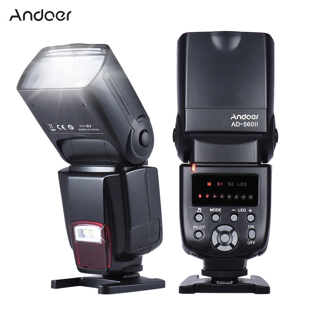 Andoer AD-560Ⅱ Universal Flash Speedlite On-camera Flash GN50 w/ Adjustable LED Fill Light for Canon Nikon Olympus Pentax DSLR Cameras